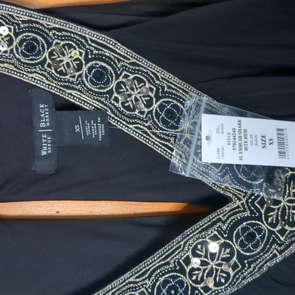 WHITE HOUSE BLACK MARKET* black sequin v neck casual jersey midi dress XS - Picture 4 of 8